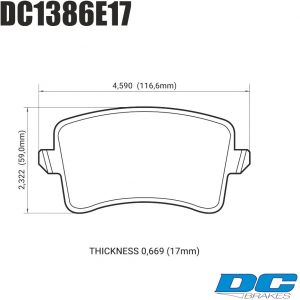 Колодки тормозные DC1386E17 DC Brakes RT.2