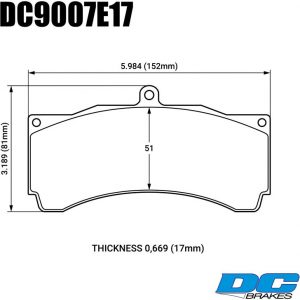 Колодки тормозные DC9007E17 DC Brakes RT.2 PROMA 6 порш.