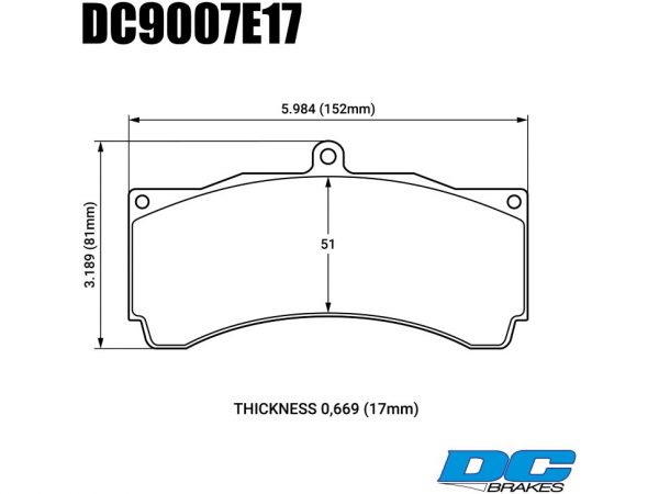 Колодки тормозные DC9007E17 DC Brakes RT.2 PROMA 6 порш.