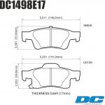 Колодки тормозные DC1498E17 DC Brakes RT.2