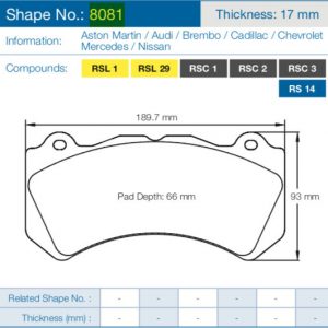 Тормозные колодки 8081-RSC2 PAGID Racing RSC2 для керамических тормозных дисков