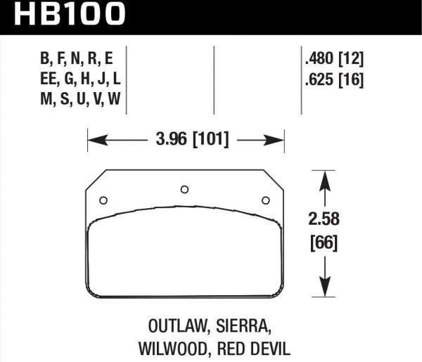 Колодки тормозные HB100F.480 Hawk Performance HPS ALCON PNF0084X284 / WILWOOD Dynalite