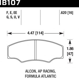 Колодки тормозные HB107E.620 HAWK Blue 9012 ALCON H type, AP RACING, HPB тип 5, PROMA 4 порш