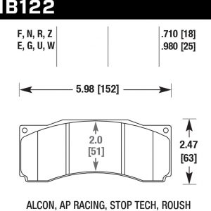 Тормозные колодки HAWK Street ALCON PNF4489X545.4, CAR89 51mm Radial Depth/AP RACING CP3894D51(18 mm), CP5060-10/11/12/13ST, CP5570/PAGID 1903/PFC 7793.XX.18/Baer 6S/Stop Tech ST-60.