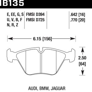 Колодки тормозные HB135B.760 HAWK HPS 5.0 передние BMW 5 (E34), 7 (E32), M3 3.0 E36