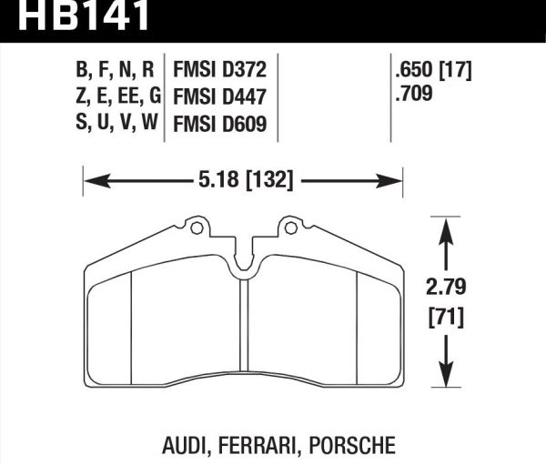 Колодки тормозные HB141B.650 HAWK Street 5.0 Brembo S4 / Stop Tech ST