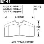 Колодки тормозные HB141F.650 Hawk Performance HPS Brembo S4 / Stop Tech ST