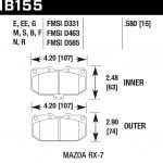 Колодки тормозные HB155F.580 Hawk Performance HPS передние MAZDA RX-7