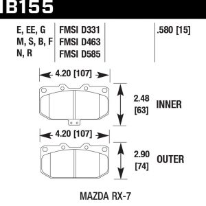 Колодки тормозные HB155F.580 Hawk Performance HPS передние MAZDA RX-7