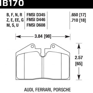 Колодки тормозные HB170F.650 Hawk Performance HPS StopTech задние LC200, LX570 4поршн. ST41