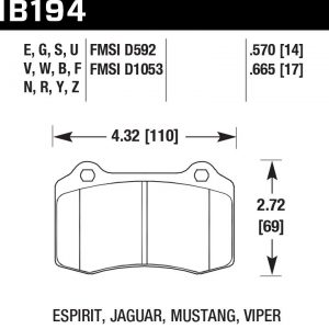 Колодки тормозные HB194N.570 Hawk Performance HP Plus Brembo тип A, C, F / JBT CM4P1