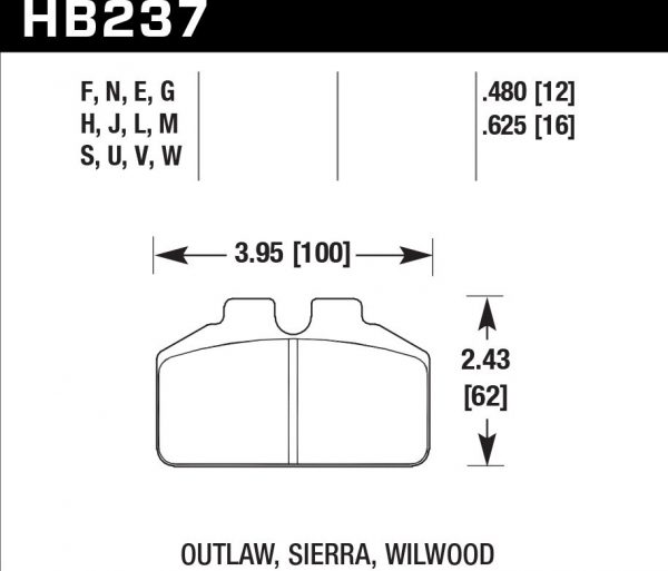 Колодки тормозные HB237F.625 HAWK HPS Outlaw, Ford Sierra, Wilwood