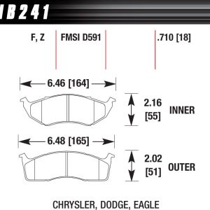 Колодки тормозные HB241F.710 HAWK HPS Chrysler, Dodge, Eagle 18 мм