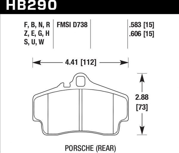 Колодки тормозные HB290U.583 Hawk Performance DTC-70 задние PORSCHE 911 (997), Boxster (986), Carrera (996), Cayman