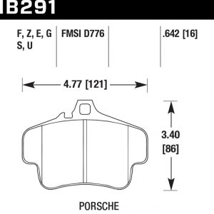 Колодки тормозные HB291F.642 HAWK HPS PORSCHE 911 (996) (997), Boxster (981)