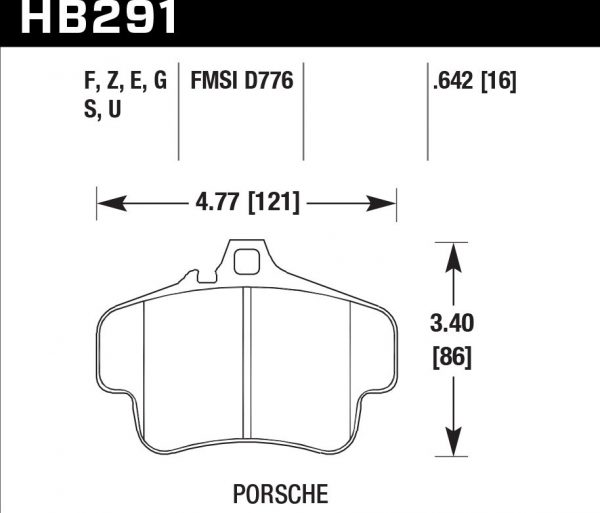 Колодки тормозные HB291F.642 HAWK HPS PORSCHE 911 (996) (997), Boxster (981)