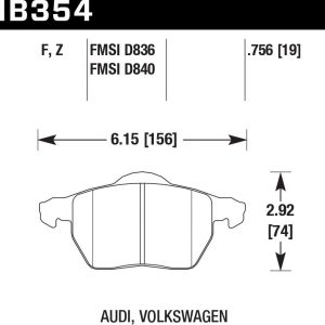 Колодки тормозные HB354F.756A Hawk High Performance Street передние AUDI / VW до 2002 г.в.