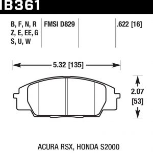 Колодки тормозные HB361B.622 HAWK Street 5.0 передние Honda Civic EP3 Type-R