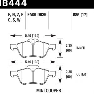 Колодки тормозные HB444Z.685 Hawk Performance PC передние MINI COOPER, Cooper, Cooper S, One до 2006 г.в. (кроме John Cooper Works)