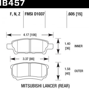 Колодки тормозные HB457F.605 Hawk Performance HPS задние Mitsubishi Lancer 9, 10 All (non EVO) 2003->