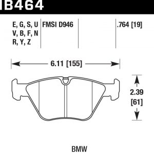 Колодки тормозные HB464F.764 Hawk Performance HPS передние BMW 3 (E46), M3 (E46), 5 (E39), X3 (E83)