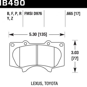 Колодки тормозные HB490P.665 HAWK Super Duty передние LEXUS GX460 / GX470, Prado 150/120, PAJERO 4, HILUX