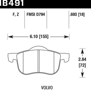 Колодки тормозные HB491F.693 HAWK HPS передние Volvo