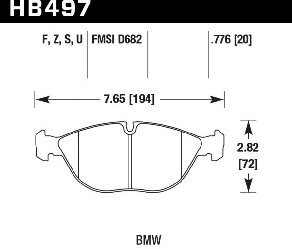 Колодки тормозные HB497F.776 Hawk Performance HPS передние BMW X5 (E53), (E39), (E38)