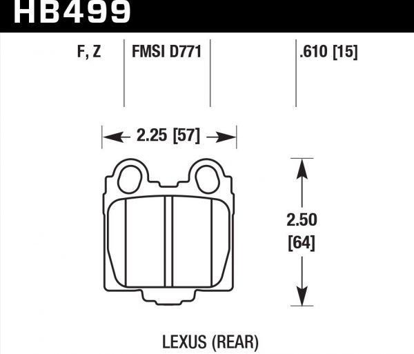 Колодки тормозные HB499F.610 HAWK HPS задние Lexus SC430 Base 2005-2010г.в. Lexus LX470 Base 2007 г.в.