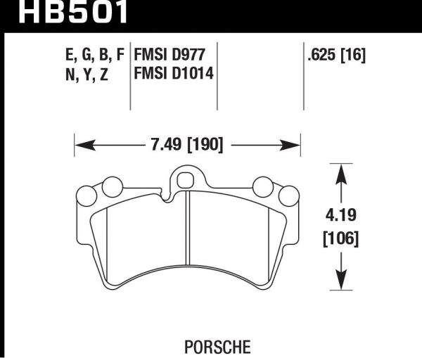 Колодки тормозные HB501F.625 Hawk Performance HPS передние PORSCHE Cayenne (955) / Audi Q7, VW Touareg комплектация 350 мм