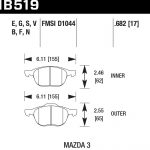 Колодки тормозные HB519N.682 HAWK HP Plus Volvo, Mazda 3, Ford Focus