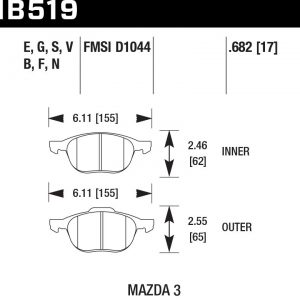 Колодки тормозные HB519N.682 HAWK HP Plus Volvo, Mazda 3, Ford Focus