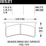 Колодки тормозные HB521F.650 HAWK HPS Wilwood 6 порш. 4 порш. 17 мм