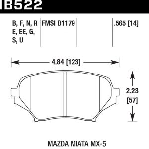 Колодки тормозные HB522N.565 Hawk Performance HP Plus передние MAZDA MX-5