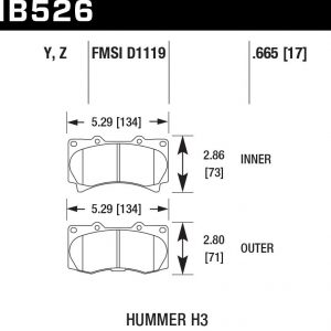 Колодки тормозные HB526Y.665 HAWK Performance LTS передние Hummer H3