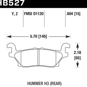 Колодки тормозные HB527Y.604 HAWK LTS задние Hummer H3