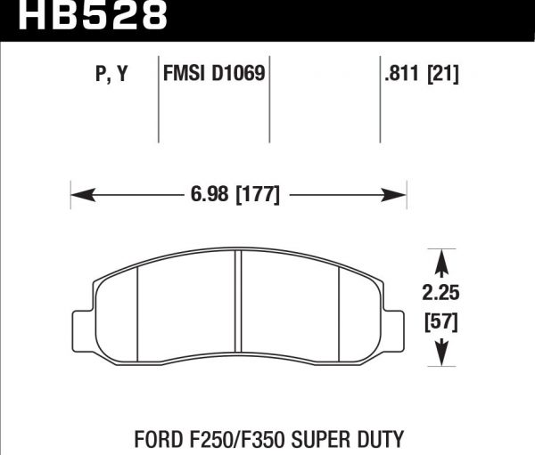 Колодки тормозные HB528P.811 HAWK Super Duty передние Ford F250, F350