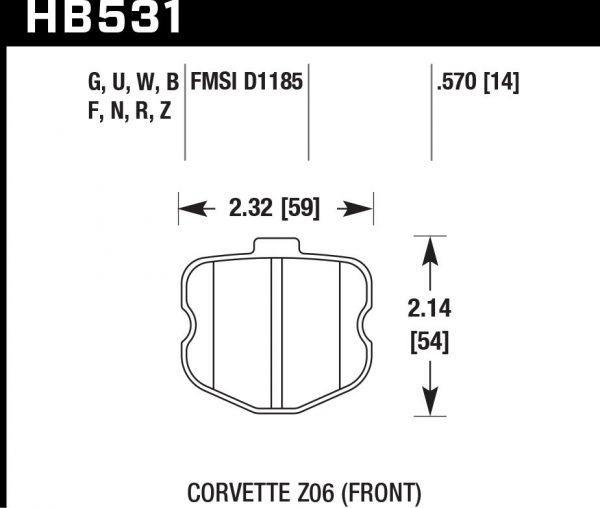 Колодки тормозные HB531F.570 HAWK HPS Corvette Z06 2006-2013