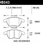 Колодки тормозные HB543F.760 Hawk Performance HPS передние AUDI A3 / VW Golf 5,6 , Passat CC, B6, B7