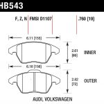 Колодки тормозные HB543N.760 Hawk Performance HP+ передние AUDI A3 / VW Golf 5,6 , Passat CC, B6, B7