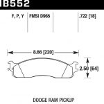 Колодки тормозные HB552Y.722 HAWK LTS передние DODGE RAM