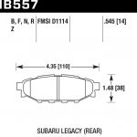 Колодки тормозные HB557B.545 HAWK Street 5.0 задние Subaru BR-Z, Forester SG, SH, Impreza GH, Legacy