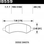 Колодки тормозные HB559Y.695 HAWK LTS передние DODGE RAM 1500, DURANGO