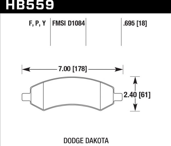 Колодки тормозные HB559Y.695 HAWK LTS передние DODGE RAM 1500, DURANGO