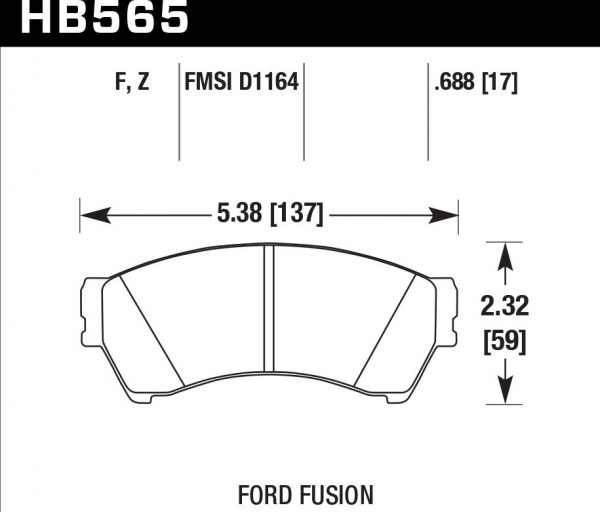 Колодки тормозные HB565F.688 HAWK HPS Mazda 6, Ford Fusion