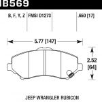 Колодки тормозные HB569Y.650 HAWK LTS передние Jeep Liberty (KJ) 2008->, Wrangler 2007->