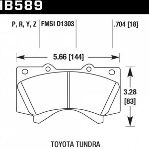 Колодки тормозные HB589N.704 Hawk Performance HP Plus передние LEXUS LX570, LX450D, TOYOTA Land Cruiser 200 Tundra, SEQUOIA