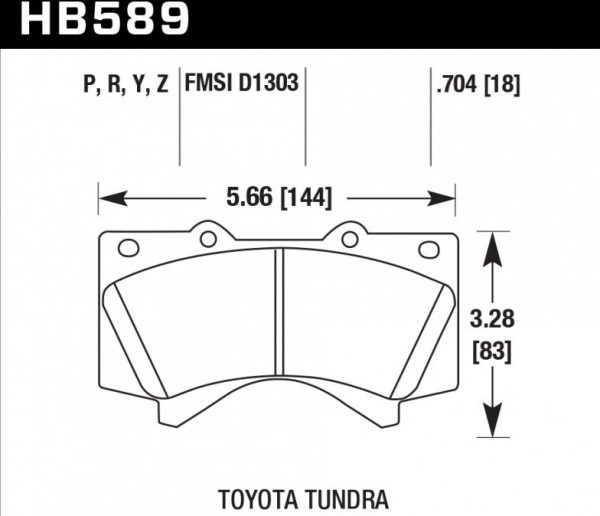 Колодки тормозные HB589N.704 Hawk Performance HP Plus передние LEXUS LX570, LX450D, TOYOTA Land Cruiser 200 Tundra, SEQUOIA