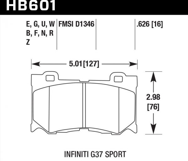 Колодки тормозные HB601B.626 HAWK Street 5.0 передние INFINITI FX50/FX37/G37/ Nissan 370Z