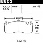 Колодки тормозные HB603N.616 HAWK HP Plus BMW Performance, MINI JCW